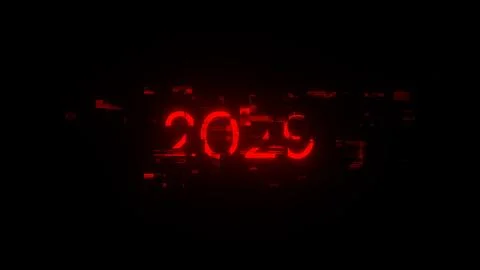 3D rendering 2029 text with screen effects of technological glitches Stock-Illustration