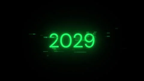 3D rendering 2029 text with screen effects of technological glitches 스톡 일러스트