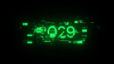 3D rendering 2029 text with screen effects of technological glitches 库存插图