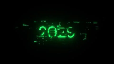 3D rendering 2029 text with screen effects of technological glitches Stock-Illustration