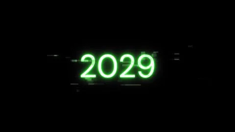 3D rendering 2029 text with screen effects of technological glitches 库存插图