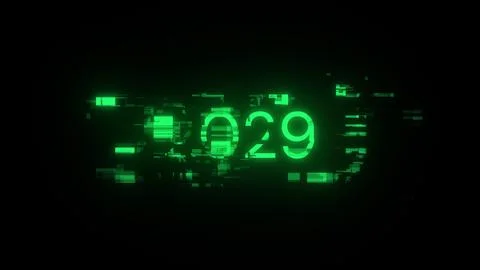 3D rendering 2029 text with screen effects of technological glitches 스톡 일러스트