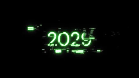 3D rendering 2029 text with screen effects of technological glitches 库存插图