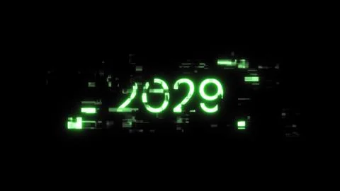 3D rendering 2029 text with screen effects of technological glitches イラスト素材