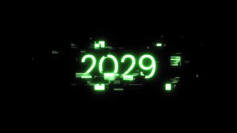 3D rendering 2029 text with screen effects of technological glitches イラスト素材
