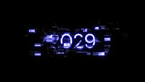 3D rendering 2029 text with screen effects of technological glitches イラスト素材
