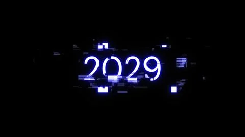 3D rendering 2029 text with screen effects of technological glitches 스톡 일러스트