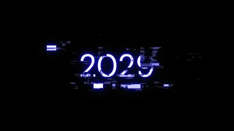 3D rendering 2029 text with screen effects of technological glitches Illustrazione stock