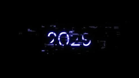 3D rendering 2029 text with screen effects of technological glitches Stock-Illustration