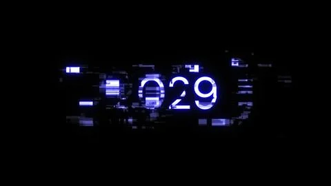 3D rendering 2029 text with screen effects of technological glitches Stock Illustration
