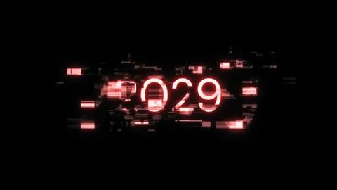 3D rendering 2029 text with screen effects of technological glitches イラスト素材