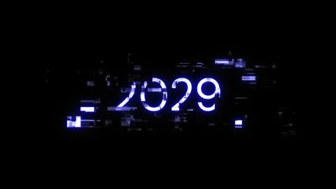 3D rendering 2029 text with screen effects of technological glitches 스톡 일러스트