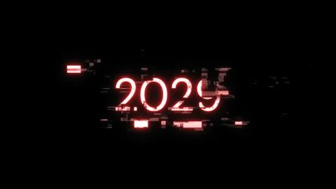 3D rendering 2029 text with screen effects of technological glitches 库存插图