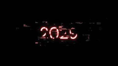 3D rendering 2029 text with screen effects of technological glitches 스톡 일러스트