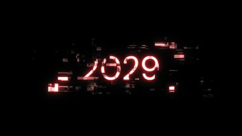 3D rendering 2029 text with screen effects of technological glitches Illustrazione stock
