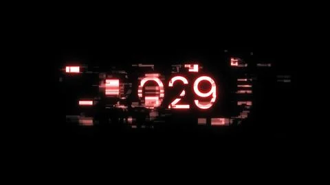 3D rendering 2029 text with screen effects of technological glitches 스톡 일러스트