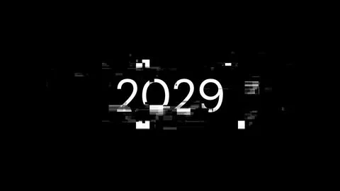 3D rendering 2029 text with screen effects of technological glitches 스톡 일러스트