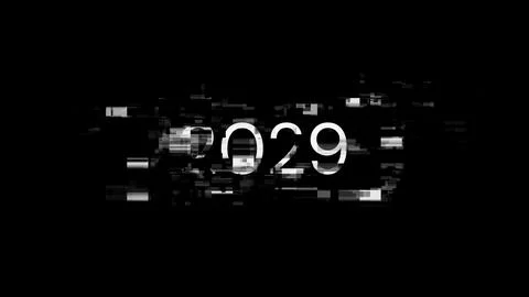 3D rendering 2029 text with screen effects of technological glitches 스톡 일러스트