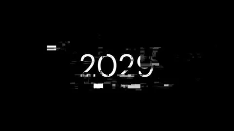 3D rendering 2029 text with screen effects of technological glitches Stock Illustration