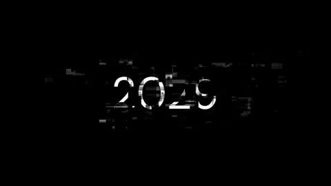3D rendering 2029 text with screen effects of technological glitches Stock-Illustration