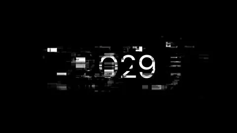 3D rendering 2029 text with screen effects of technological glitches Stock Illustration