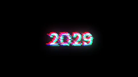 3D rendering 2029 text with screen effects of technological glitches イラスト素材