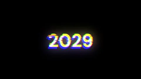 3D rendering 2029 text with screen effects of technological glitches 스톡 일러스트