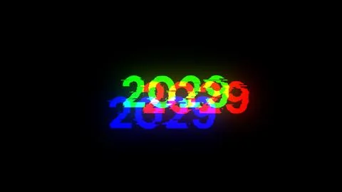 3D rendering 2029 text with screen effects of technological glitches Stock Illustration
