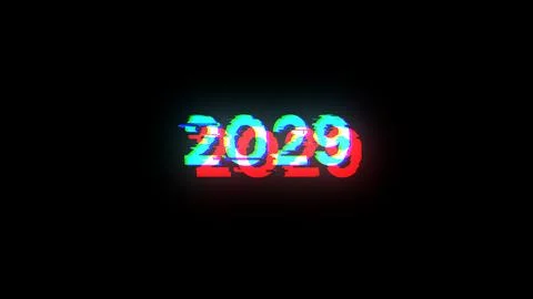 3D rendering 2029 text with screen effects of technological glitches Stockillustratie