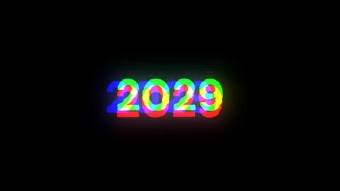 3D rendering 2029 text with screen effects of technological glitches Stock Illustration