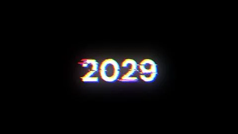 3D rendering 2029 text with screen effects of technological glitches 库存插图