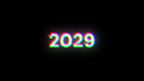 3D rendering 2029 text with screen effects of technological glitches Stock-Illustration