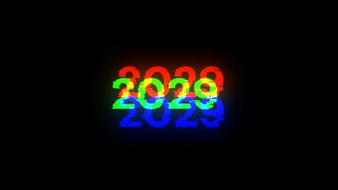 3D rendering 2029 text with screen effects of technological glitches Stock-Illustration