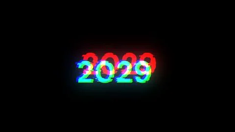 3D rendering 2029 text with screen effects of technological glitches 库存插图
