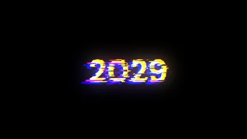 3D rendering 2029 text with screen effects of technological glitches Illustrazione stock