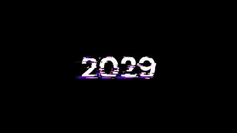 3D rendering 2029 text with screen effects of technological glitches 스톡 일러스트