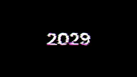 3D rendering 2029 text with screen effects of technological glitches イラスト素材