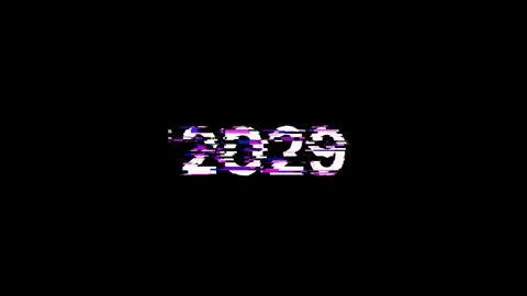 3D rendering 2029 text with screen effects of technological glitches Stockillustratie