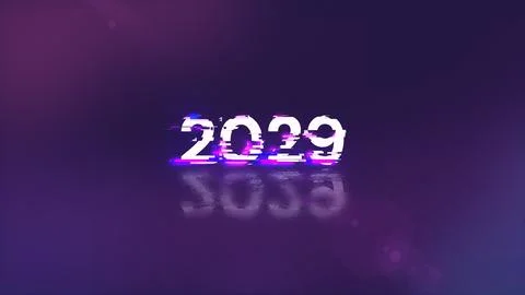 3D rendering 2029 text with screen effects of technological glitches Stock Illustration