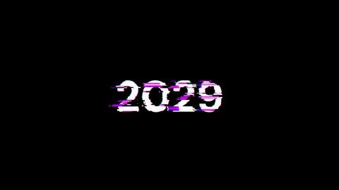3D rendering 2029 text with screen effects of technological glitches 库存插图
