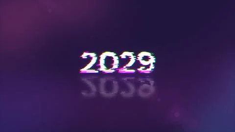 3D rendering 2029 text with screen effects of technological glitches Stock-Illustration