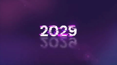 3D rendering 2029 text with screen effects of technological glitches Illustrazione stock