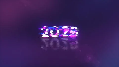3D rendering 2029 text with screen effects of technological glitches Stock-Illustration