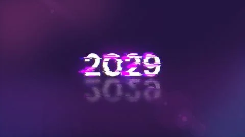 3D rendering 2029 text with screen effects of technological glitches Stockillustratie
