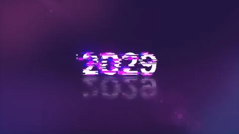 3D rendering 2029 text with screen effects of technological glitches イラスト素材