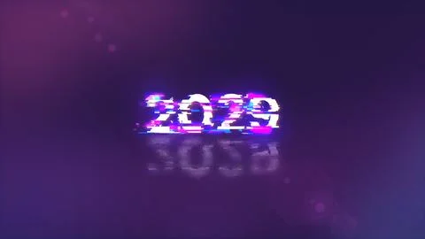 3D rendering 2029 text with screen effects of technological glitches 스톡 일러스트