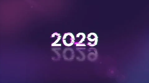 3D rendering 2029 text with screen effects of technological glitches 스톡 일러스트
