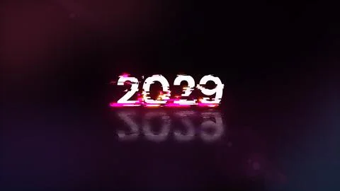 3D rendering 2029 text with screen effects of technological glitches 스톡 일러스트