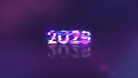 3D rendering 2029 text with screen effects of technological glitches Stock-Illustration