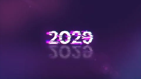 3D rendering 2029 text with screen effects of technological glitches 库存插图